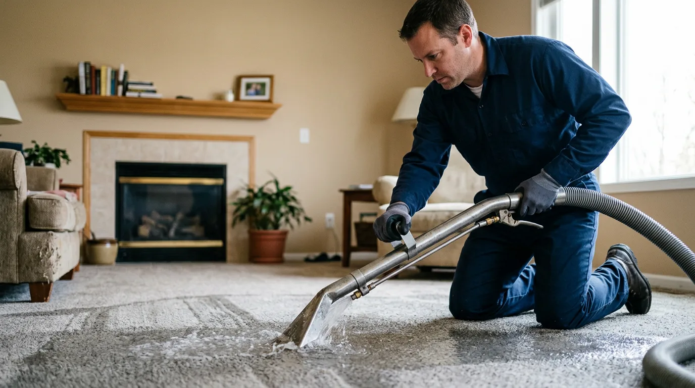 Water damage restoration technician working near Markham, IL